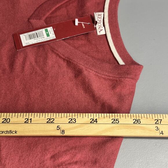 Merona Sweater Womens Medium Red V Neck Pullover 100% Cotton Lightweight New - Picture 10 of 12